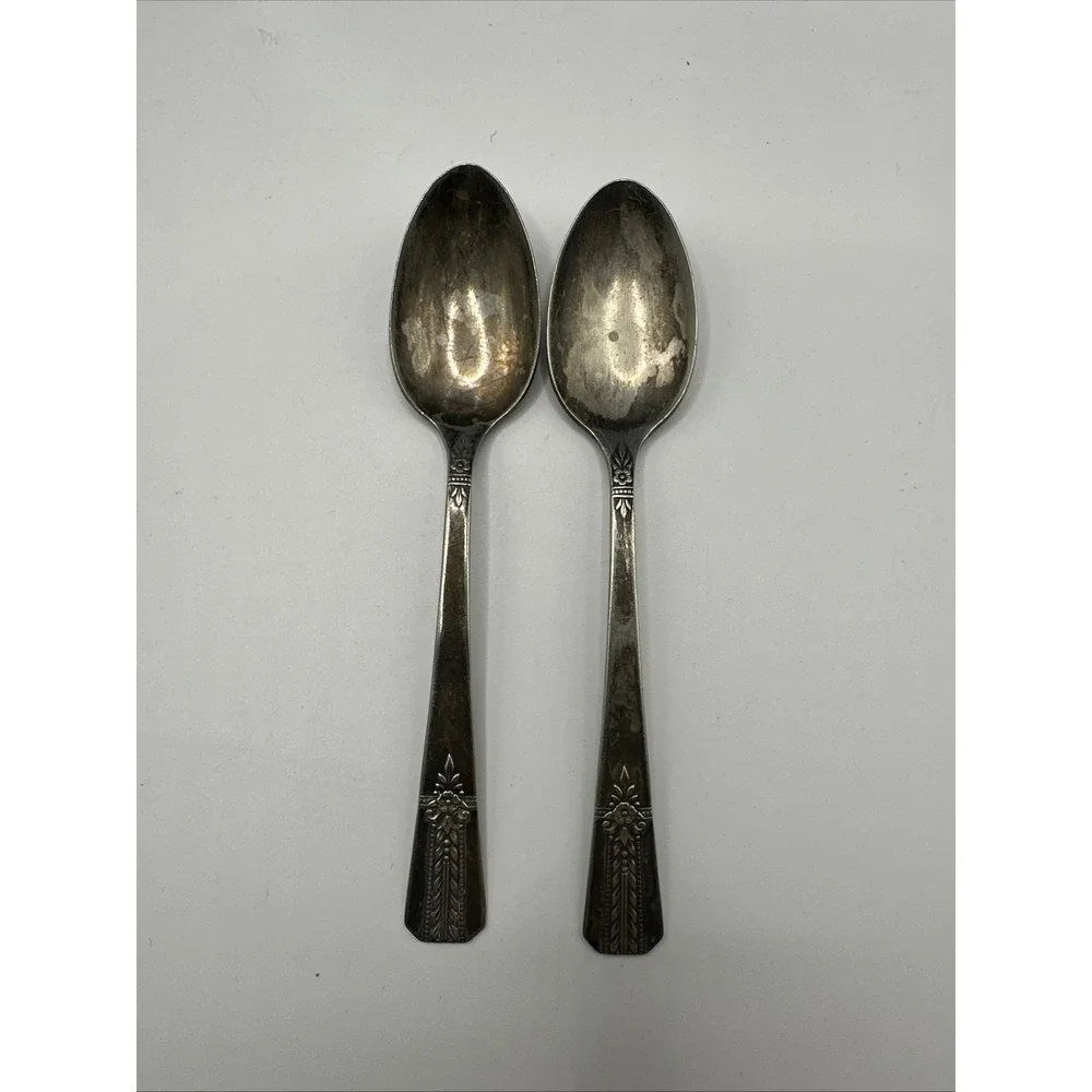 Vintage Vernon Silver Plate Spoons Set‎ of 2 Romford Art Deco Flatware demitasse